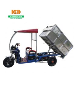Xe điện chở rác 1.000L thùng inox