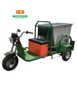 Xe chở rác 3 bánh chạy điện thùng tôn 500L