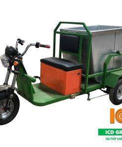 Xe chở rác 3 bánh chạy điện thùng tôn 500L